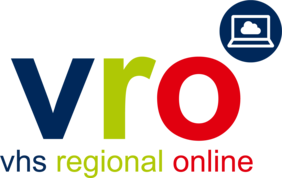 Logo vro vhs regional online in den farben blau, grün, rot